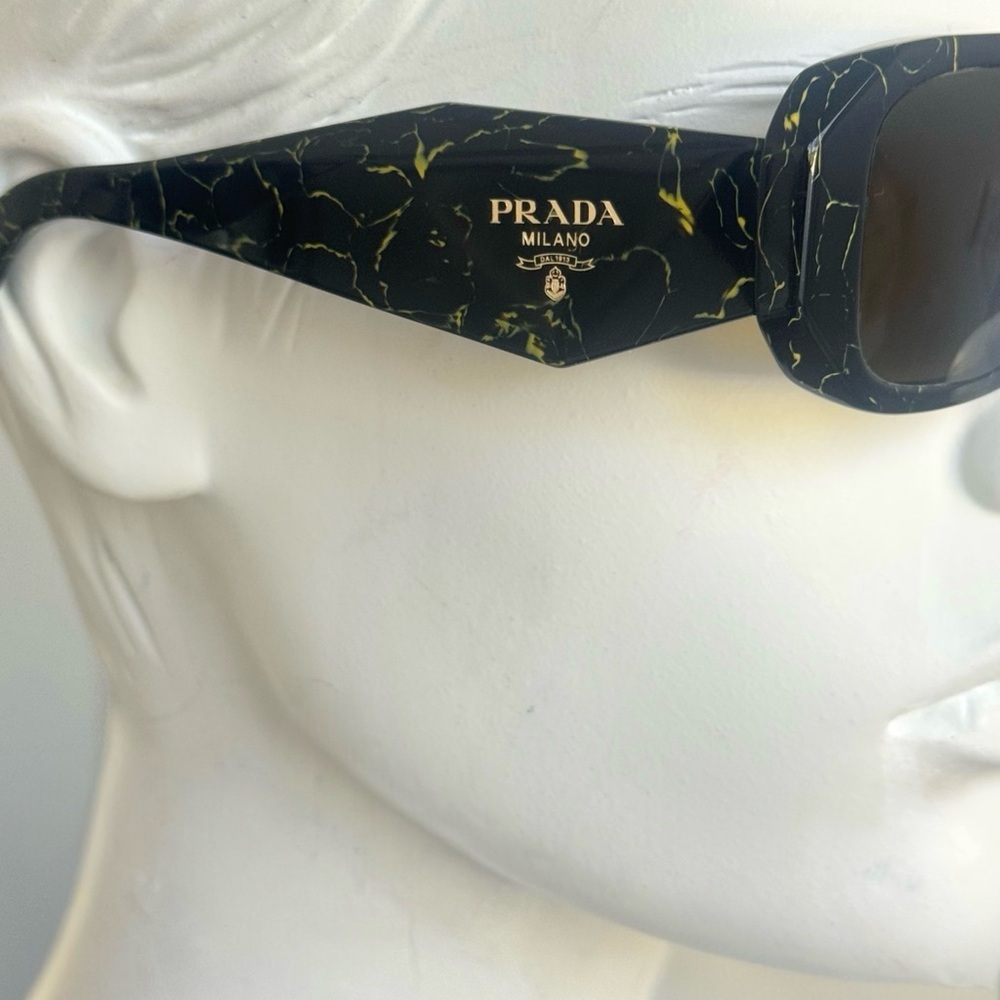 PRADA Rectangular Logo Sunglasses PR 17WSF Black/… - image 11